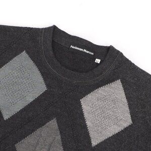 NEIMAN MARCUS VINTAGE 100% Wool Argyle Design Crewneck Sweater Size 52 (US 42)